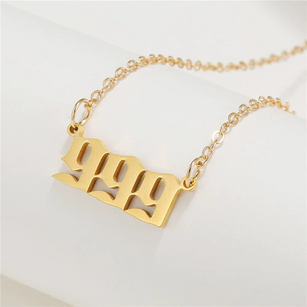 Wholesale Jewelry Stainless Steel Alloy Number Pendant Necklace With Electroplating Letters Numbers Text Pattern Unisex Sweet And Cool Style - Image 13
