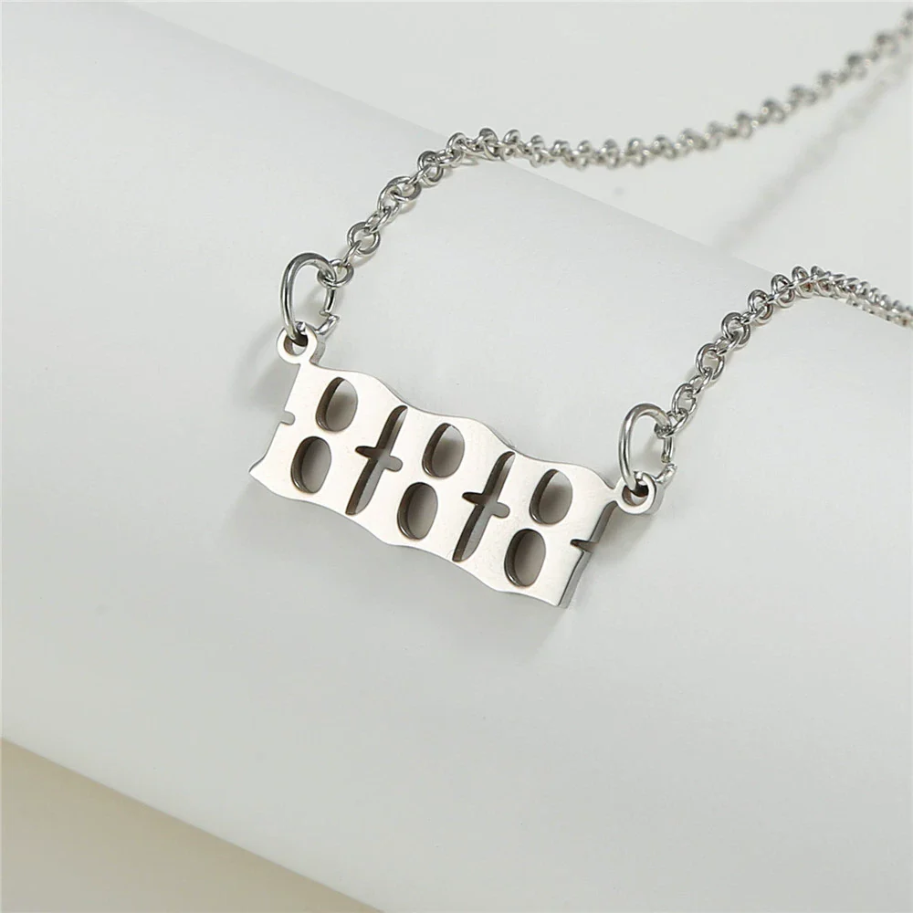 Wholesale Jewelry Stainless Steel Alloy Number Pendant Necklace With Electroplating Letters Numbers Text Pattern Unisex Sweet And Cool Style - Image 21