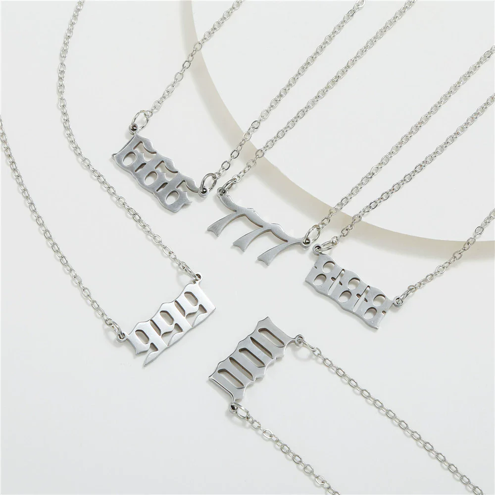 Wholesale Jewelry Stainless Steel Alloy Number Pendant Necklace With Electroplating Letters Numbers Text Pattern Unisex Sweet And Cool Style - Image 3