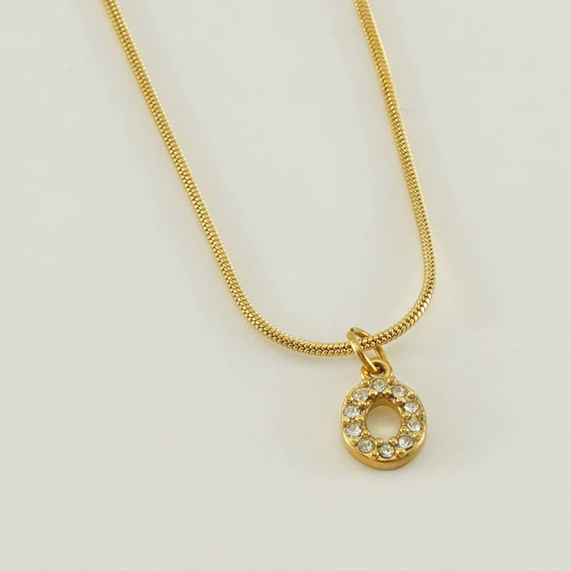 Wholesale Jewelry 316L Stainless Steel And 316L Stainless Steel Letter Pattern Snake Bone Chain Necklace For Women With Diamond And Electroplating - Image 20