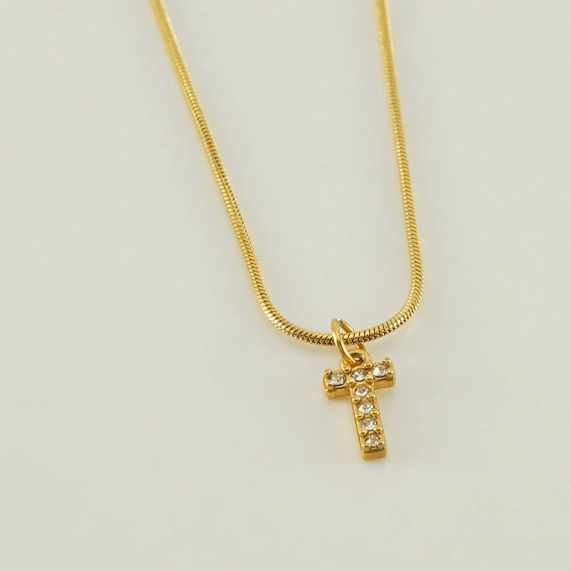 Wholesale Jewelry 316L Stainless Steel And 316L Stainless Steel Letter Pattern Snake Bone Chain Necklace For Women With Diamond And Electroplating - Image 25