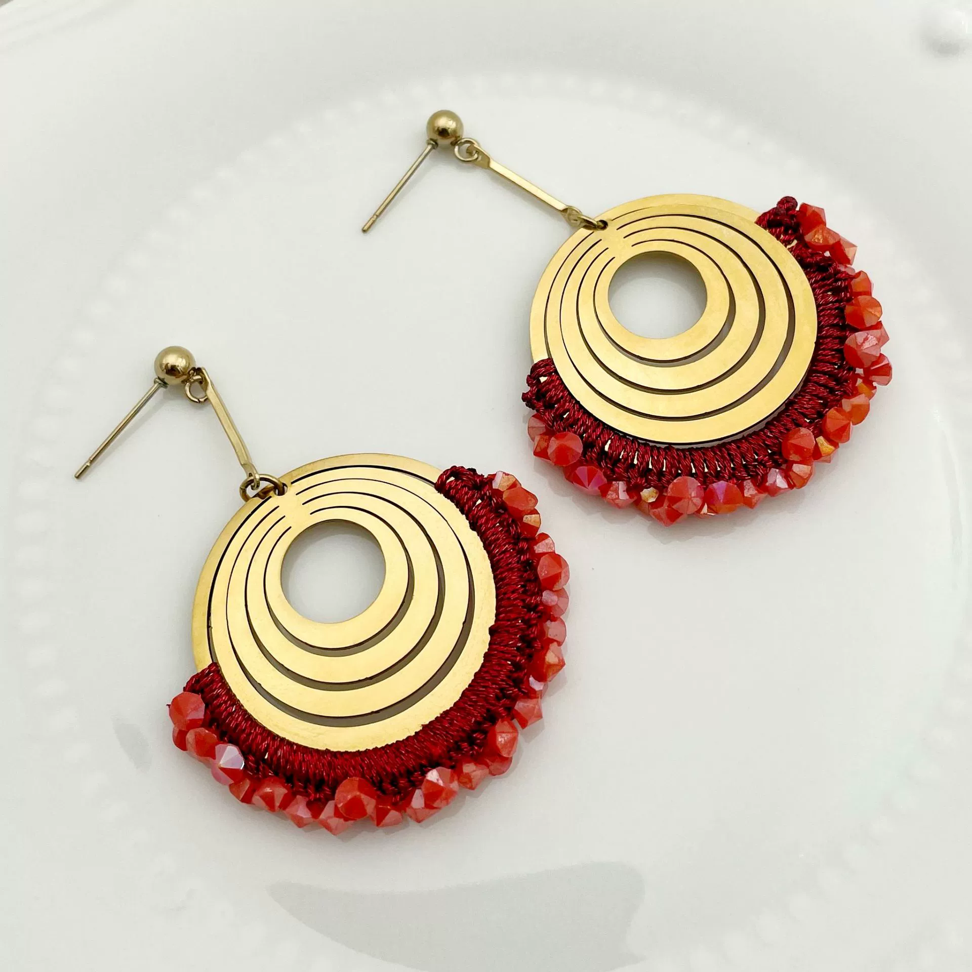 Wholesale Jewelry Stainless Steel Geometric Heart Bohemian Style Electroplated Earrings For Female - Image 10