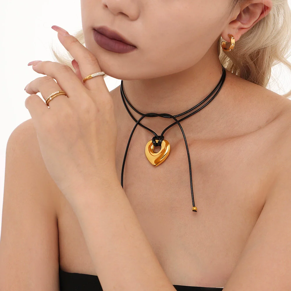 Wholesale Jewelry Stainless Steel Geometric Light Luxury Style Chain Pendant With Pvd Real Gold Electroplating - Image 2
