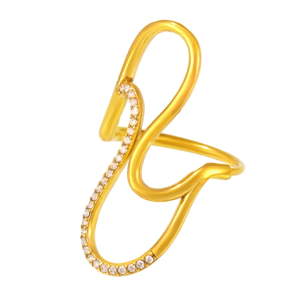 Wholesale Jewelry Stainless Steel Geometric Open Ring Electroplated For Women - Image 4
