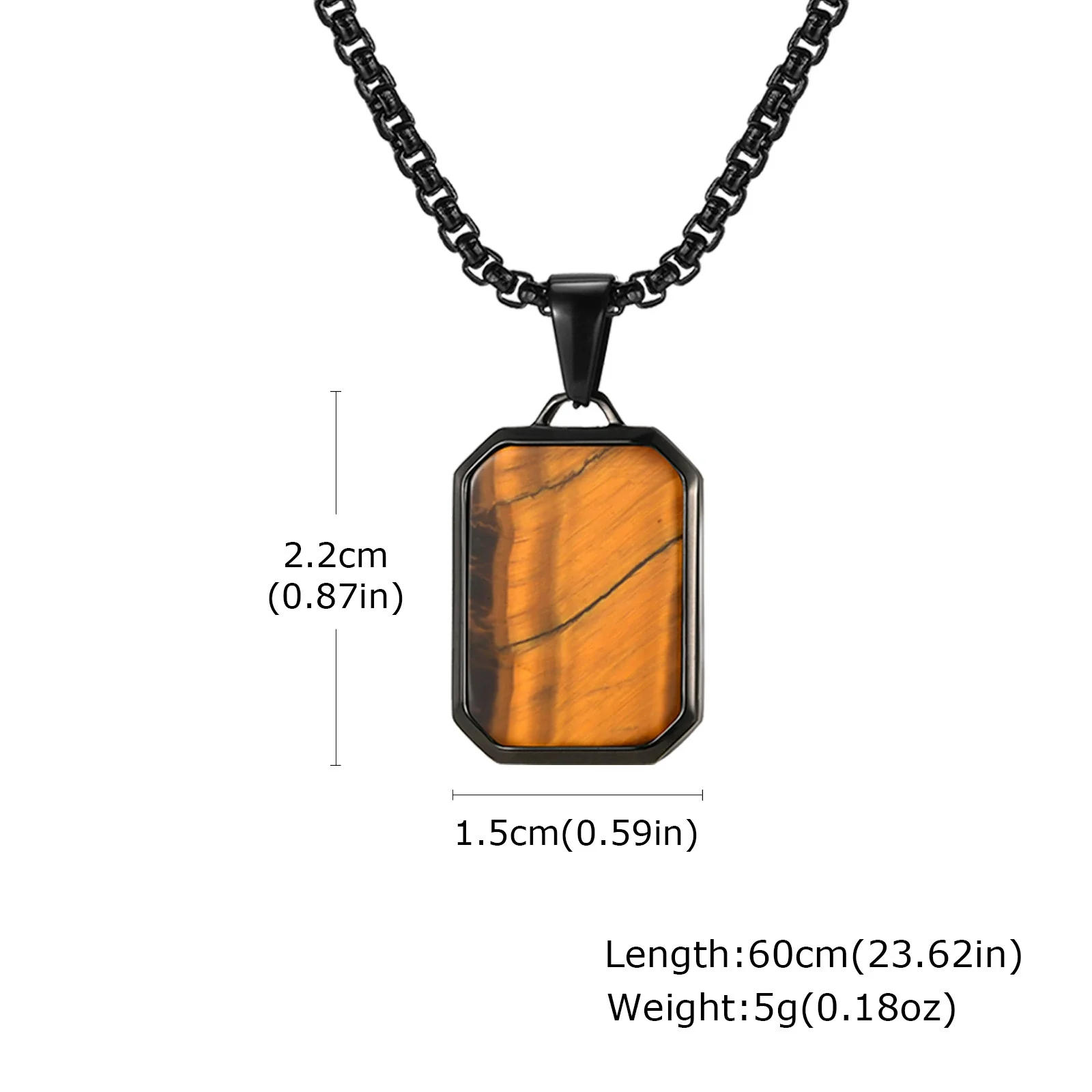 Wholesale Jewelry Stainless Steel Geometric Rectangular Turquoise Tiger Eye Lapis Pendant Necklace For Men Electroplated - Image 10