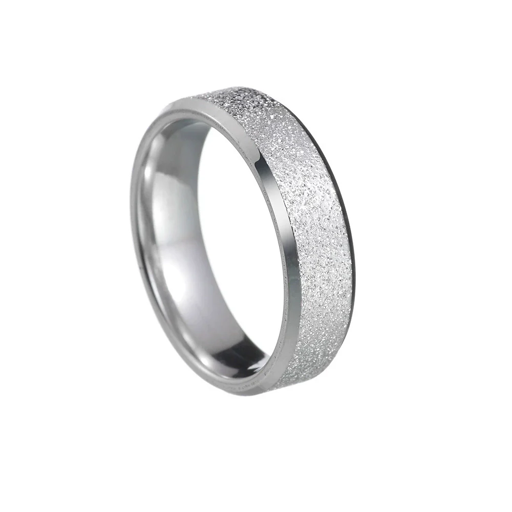 Wholesale Jewelry Stainless Steel Geometric Ring Sand Surface Vacuum Plating - Image 6