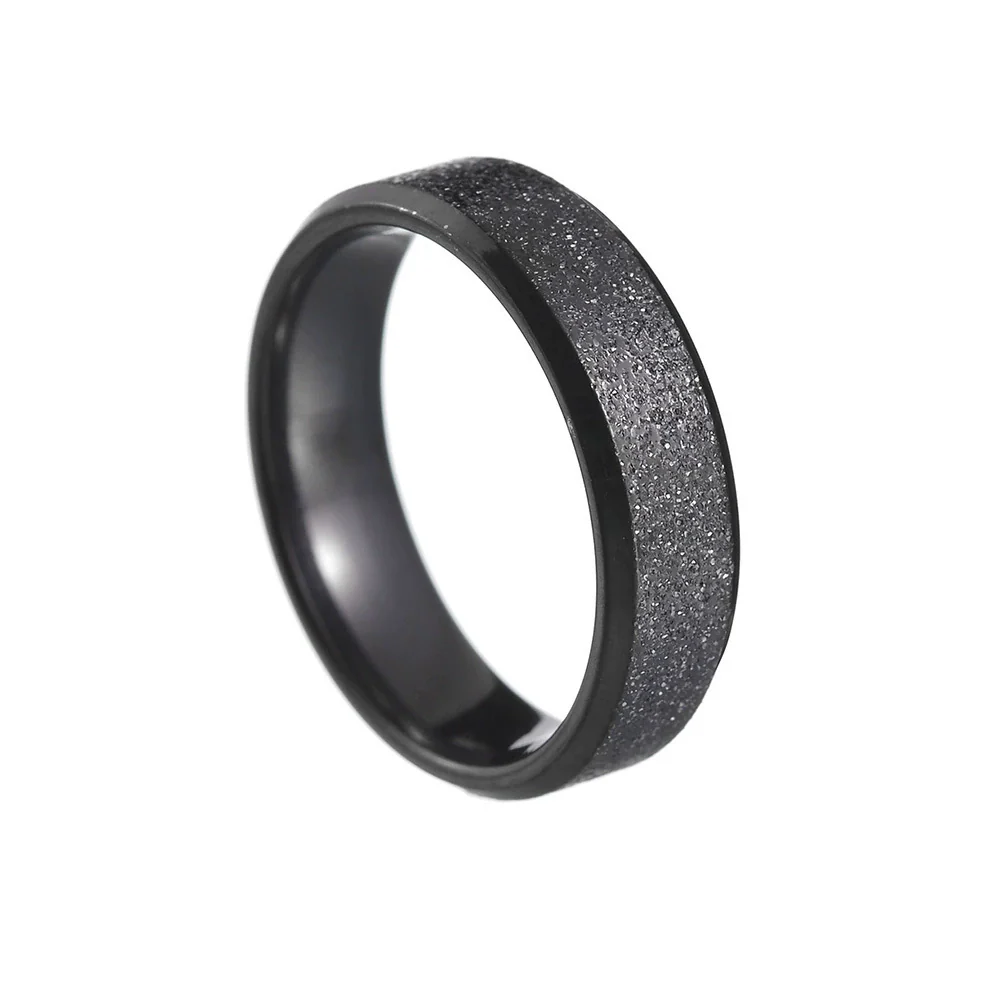 Wholesale Jewelry Stainless Steel Geometric Ring Sand Surface Vacuum Plating - Image 7