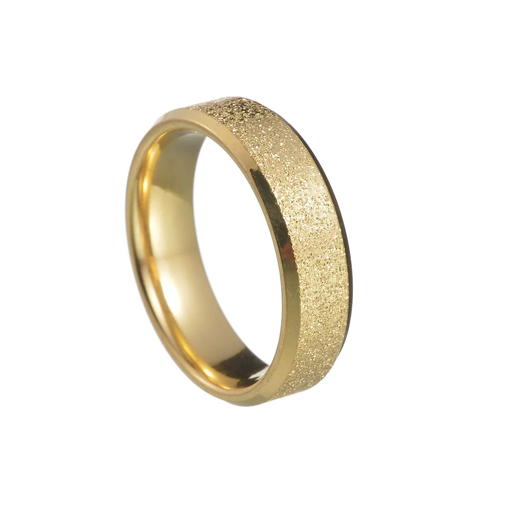 Wholesale Jewelry Stainless Steel Geometric Ring Sand Surface Vacuum Plating - Image 8