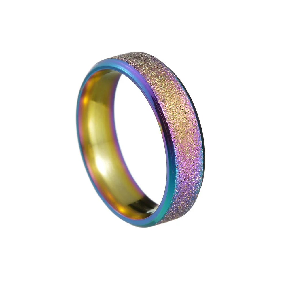 Wholesale Jewelry Stainless Steel Geometric Ring Sand Surface Vacuum Plating - Image 9