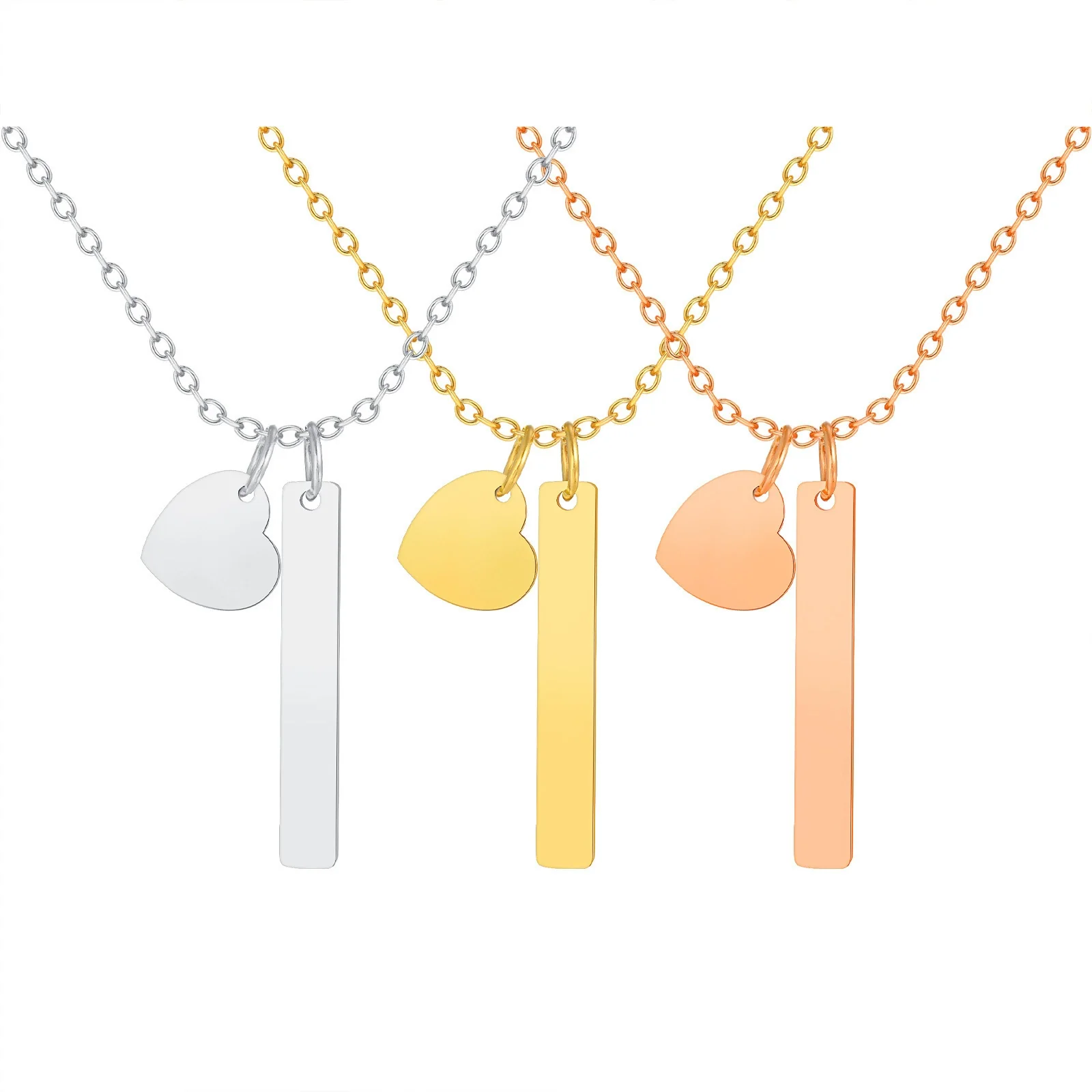 Wholesale Jewelry Stainless Steel Geometric Rose Gold Plated Long Necklace For Women - Image 5