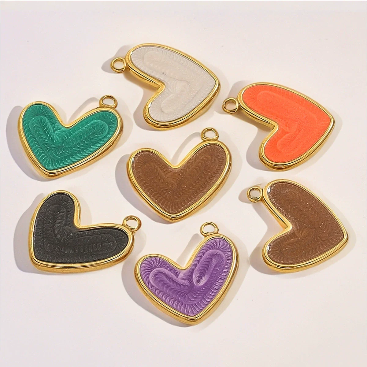 Wholesale Jewelry Stainless Steel Gold Enamel Oil Drop Love Pendant Accessories - Image 2
