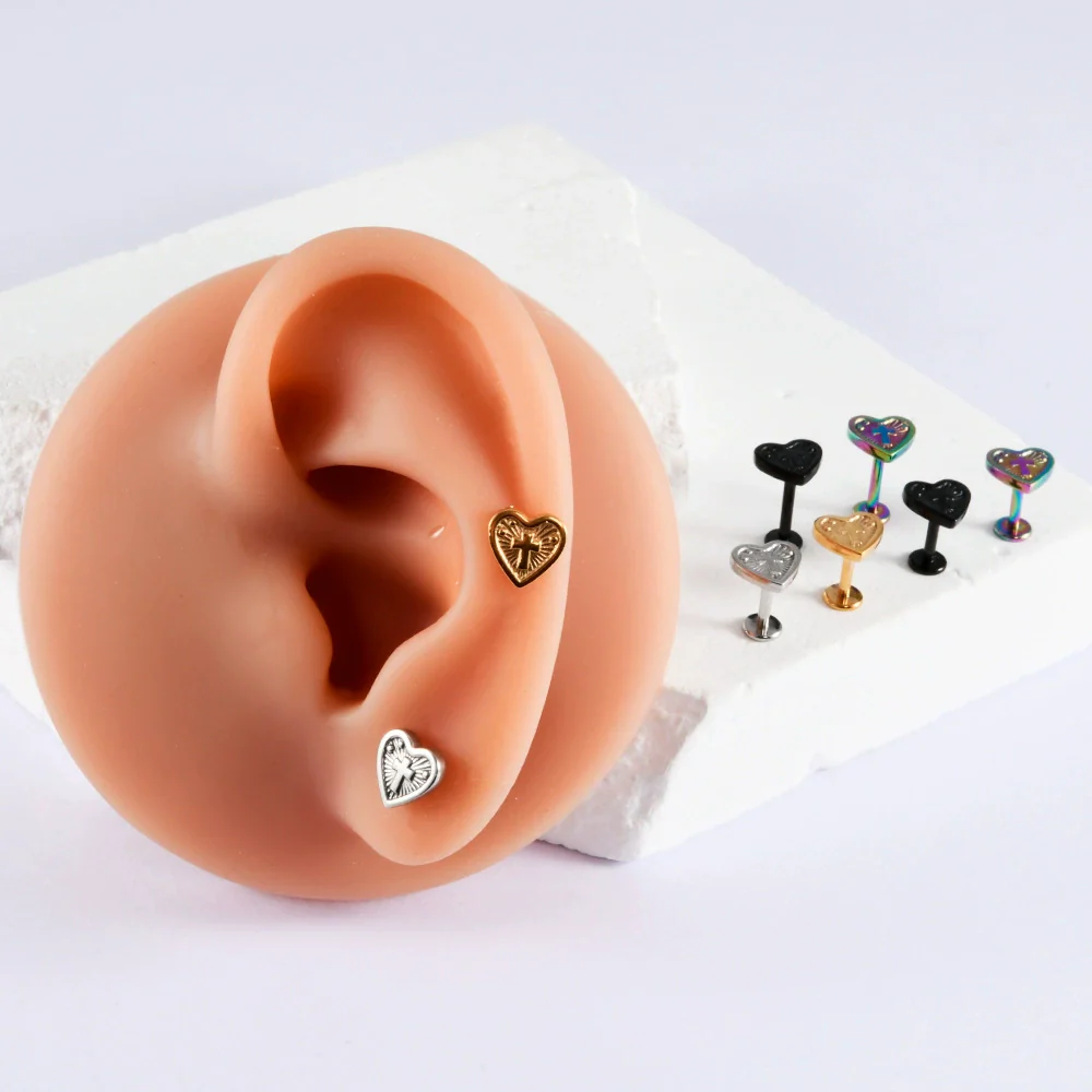 Wholesale Jewelry Stainless Steel Heart Shaped Multicolor Butterfly Geometric Electroplated Ear Nail Piercing Jewelry - Image 3