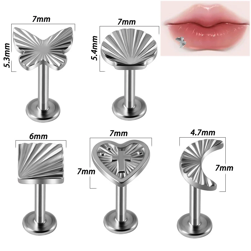 Wholesale Jewelry Stainless Steel Heart Shaped Multicolor Butterfly Geometric Electroplated Ear Nail Piercing Jewelry - Image 6