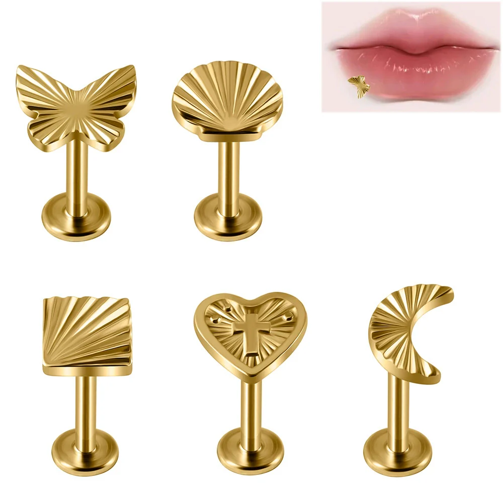 Wholesale Jewelry Stainless Steel Heart Shaped Multicolor Butterfly Geometric Electroplated Ear Nail Piercing Jewelry - Image 7