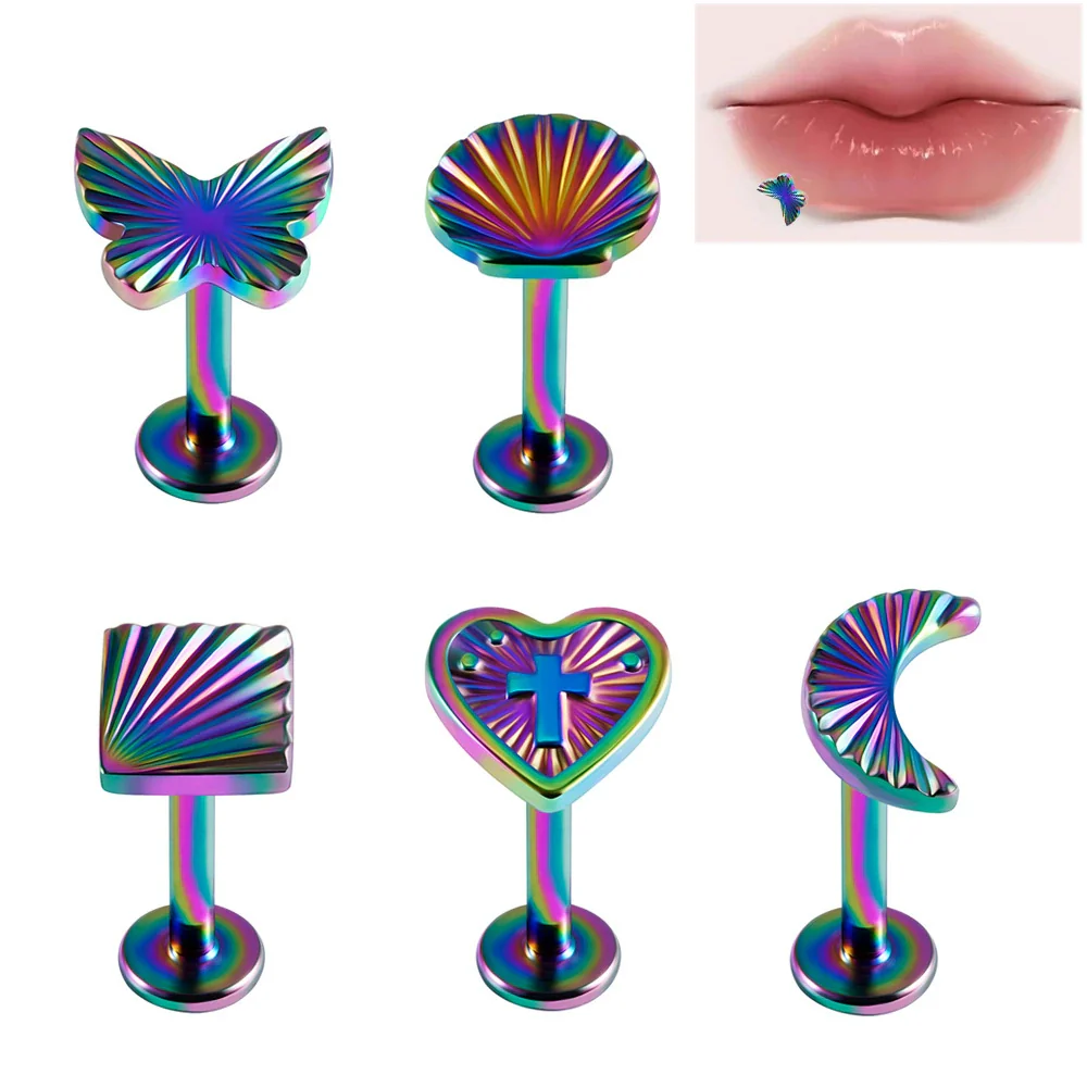 Wholesale Jewelry Stainless Steel Heart Shaped Multicolor Butterfly Geometric Electroplated Ear Nail Piercing Jewelry - Image 9