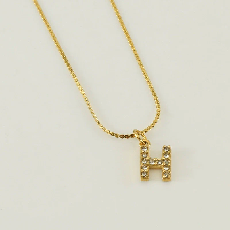 Wholesale Jewelry 316L Stainless Steel Letter Necklace Gold Plated With Diamond Egg S Chain For Women - Image 13