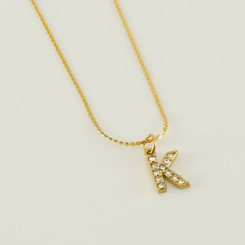 Wholesale Jewelry 316L Stainless Steel Letter Necklace Gold Plated With Diamond Egg S Chain For Women - Image 16