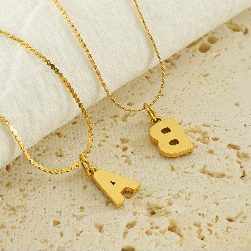 Wholesale Jewelry 316L Stainless Steel Letter Necklace Gold Plated With Diamond Egg S Chain For Women - Image 4