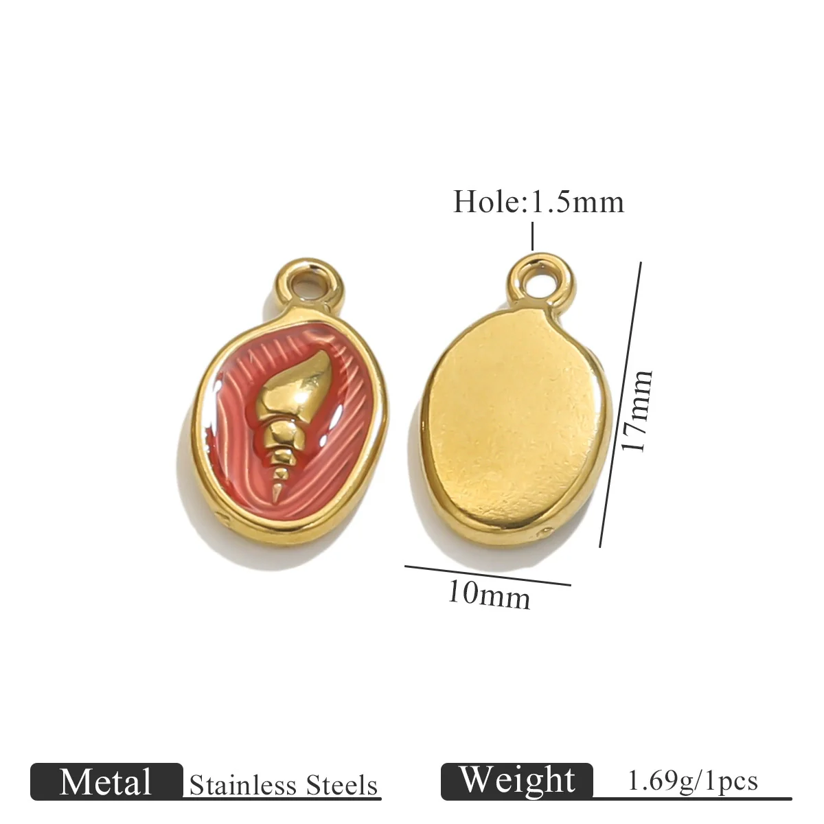 Wholesale Jewelry Stainless Steel Marine Series Pendant With Mermaid Shell And Sea Star Design Electroplated - Image 8