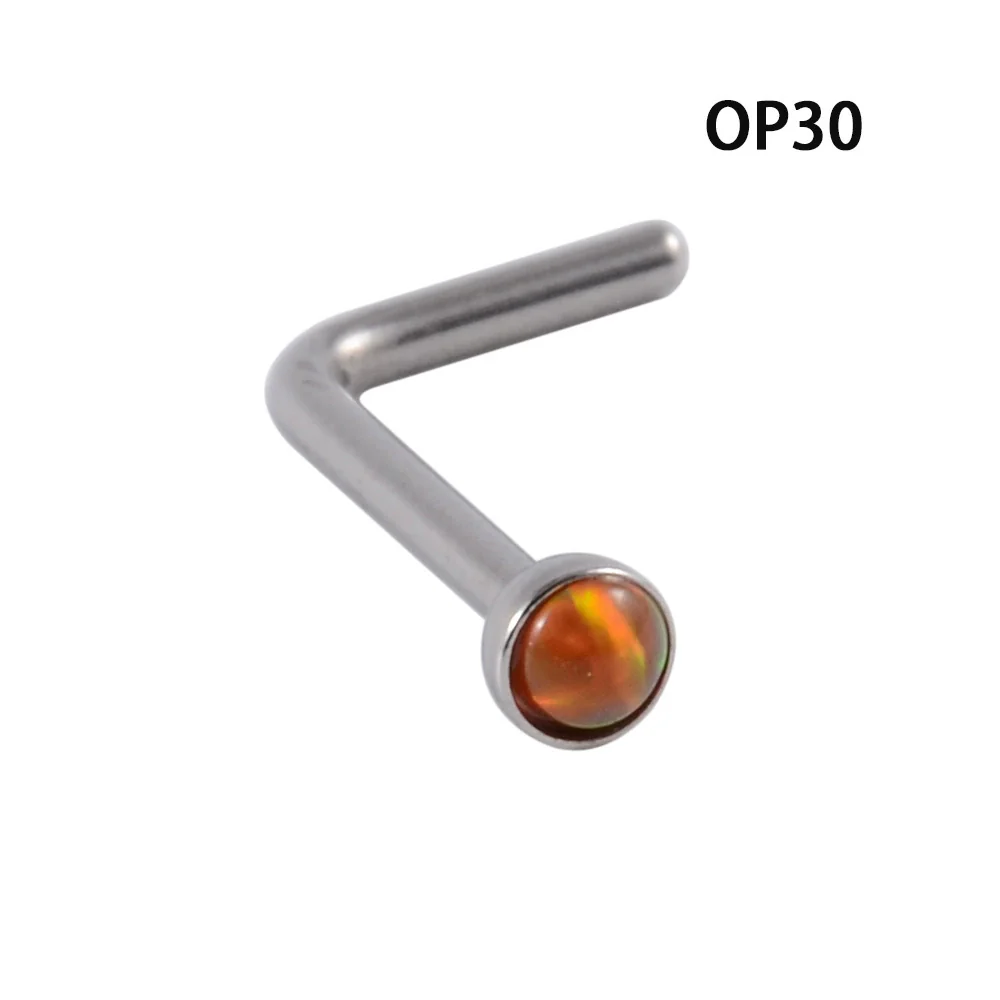 Wholesale Jewelry Stainless Steel Opal Nose Ring Lshaped Sshaped Electroplated - Image 7