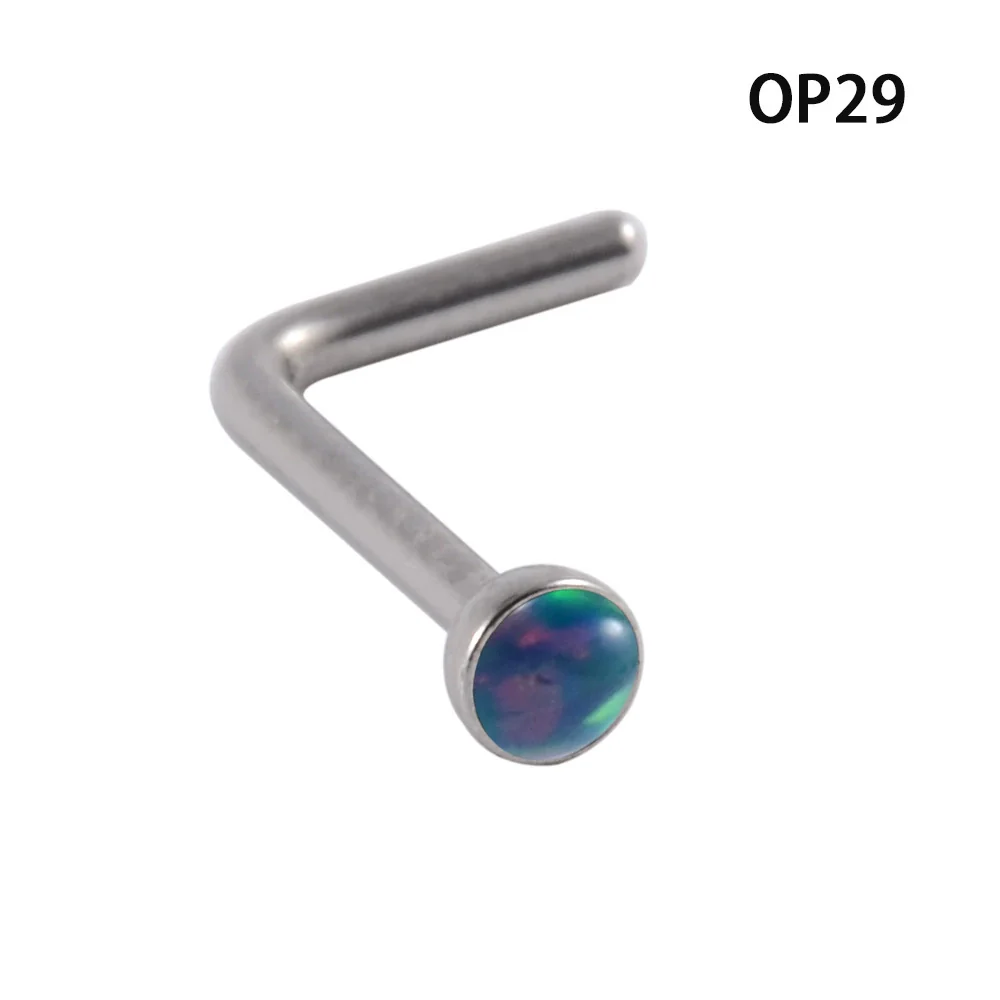 Wholesale Jewelry Stainless Steel Opal Nose Ring Lshaped Sshaped Electroplated - Image 9