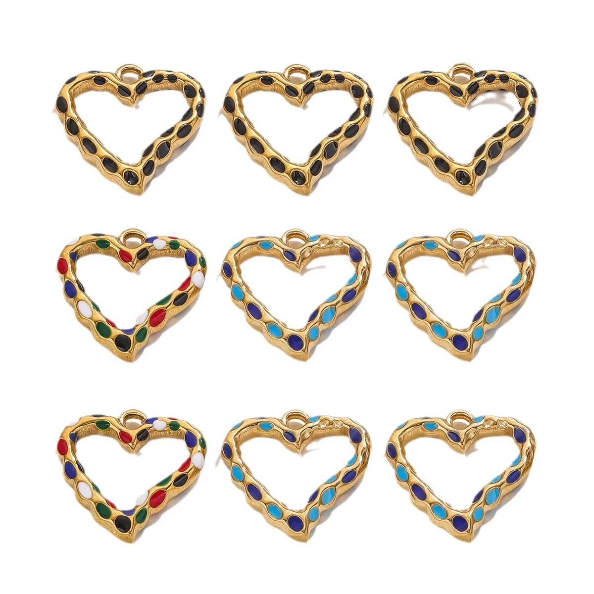 Wholesale Jewelry Stainless Steel Peach Heart Dripping Oil Pendant Necklace - Image 4