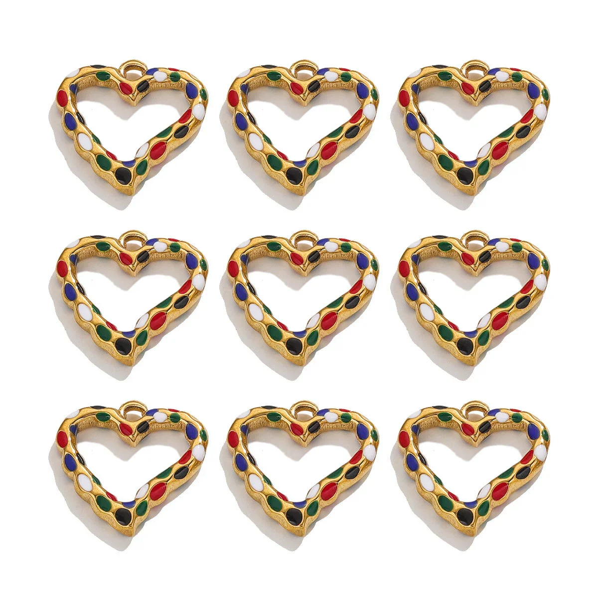 Wholesale Jewelry Stainless Steel Peach Heart Dripping Oil Pendant Necklace - Image 5