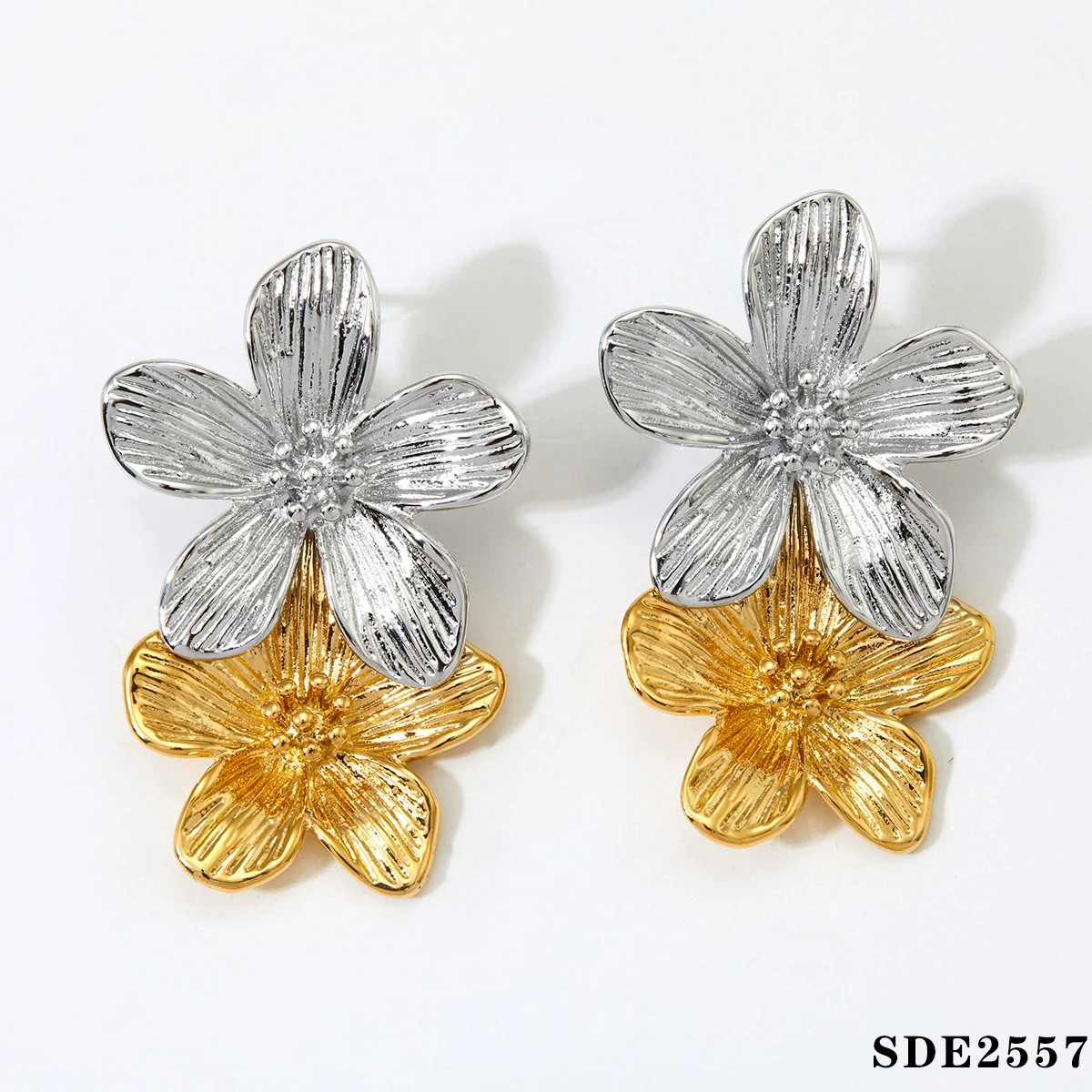 Wholesale Jewelry Stainless Steel Pleated Flower Electroplating Women - Image 10