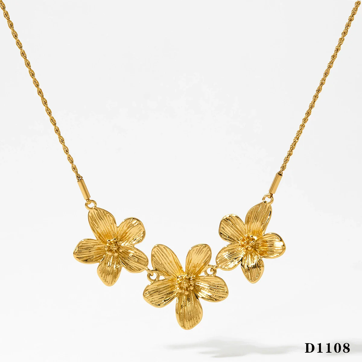 Wholesale Jewelry Stainless Steel Pleated Flower Electroplating Women - Image 6