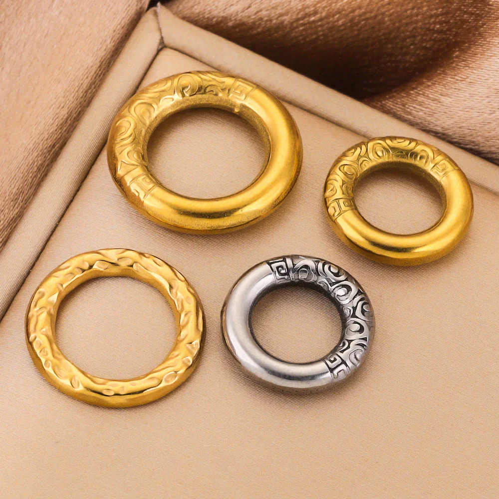 Wholesale Jewelry Stainless Steel Retro Round Ring With Eight Eyes Pattern And Titanium Steel Texture Electroplated Pendant For Earrings And Necklace - Image 4