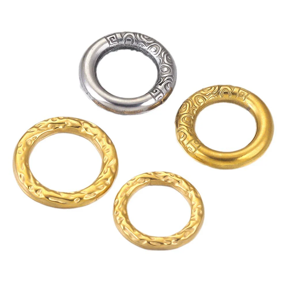 Wholesale Jewelry Stainless Steel Retro Round Ring With Eight Eyes Pattern And Titanium Steel Texture Electroplated Pendant For Earrings And Necklace - Image 5