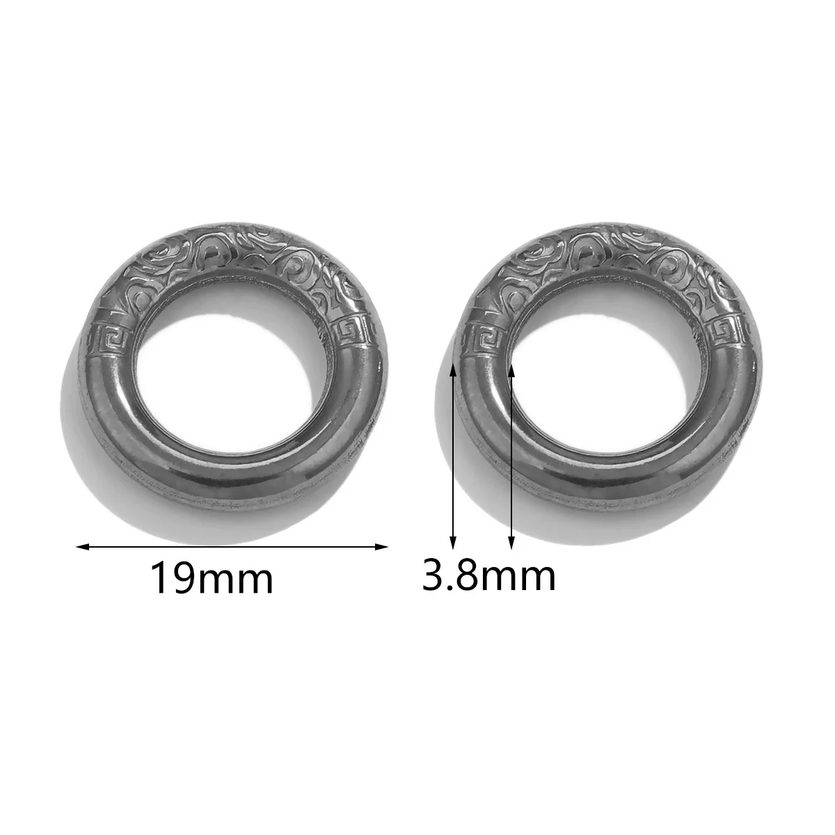 Wholesale Jewelry Stainless Steel Retro Round Ring With Eight Eyes Pattern And Titanium Steel Texture Electroplated Pendant For Earrings And Necklace - Image 7
