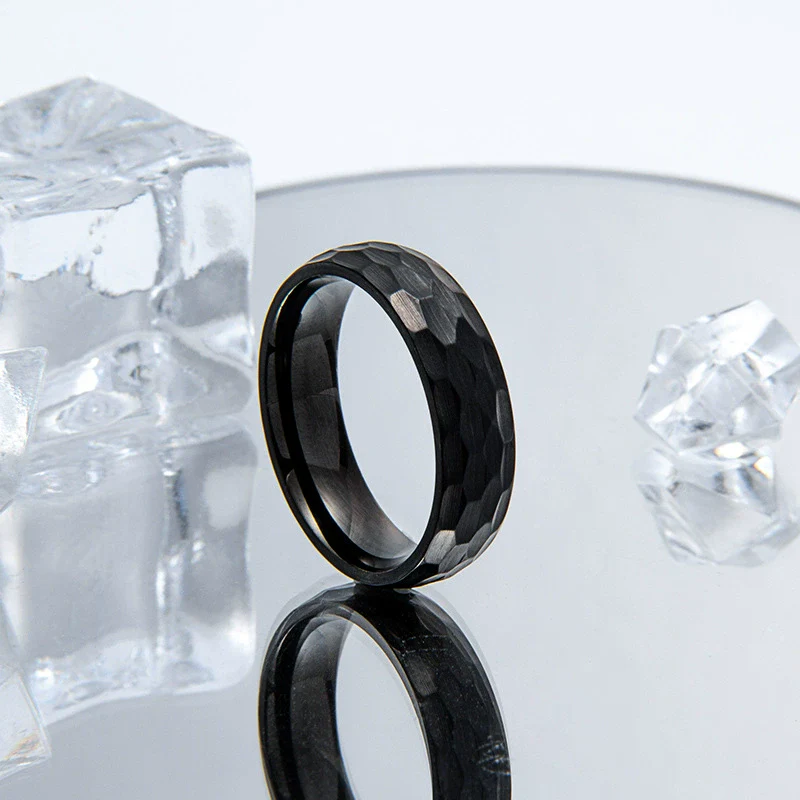Wholesale Jewelry Stainless Steel Ring Geometric Beating Pattern Electroplated - Image 3
