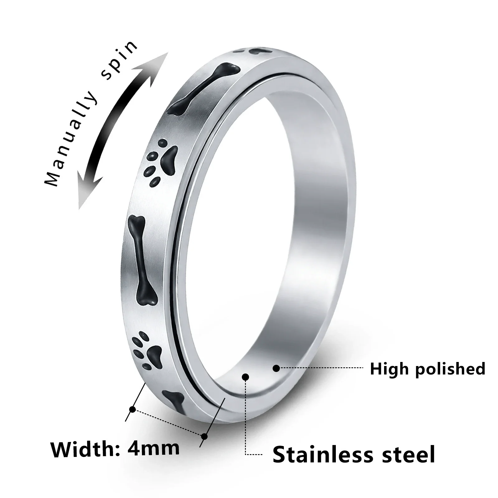 Wholesale Jewelry Stainless Steel Rotatable Stress Relief Ring Animal Zodiac Style Seiko - Image 5