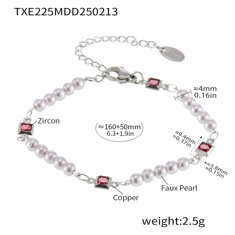 Wholesale Jewelry Stainless Steel Shell Zircon Bead Clavicle Necklace Bracelet Light Luxury Electroplated - Image 5