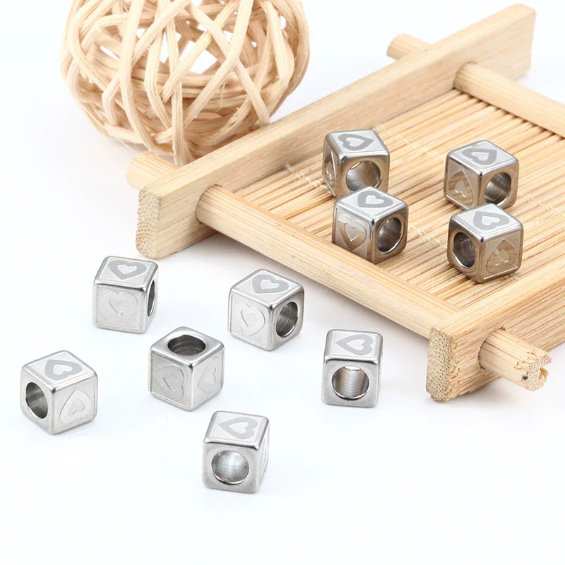 Wholesale Jewelry Stainless Steel Square Love Relief Electroplated Necklace Bracelet Accessories - Image 2