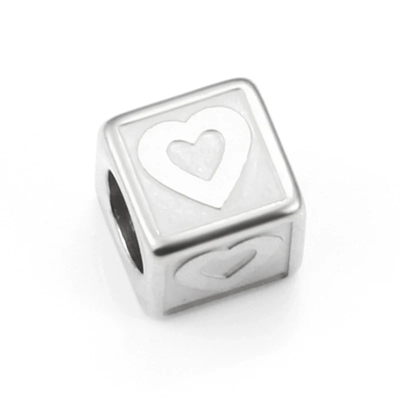 Wholesale Jewelry Stainless Steel Square Love Relief Electroplated Necklace Bracelet Accessories - Image 5