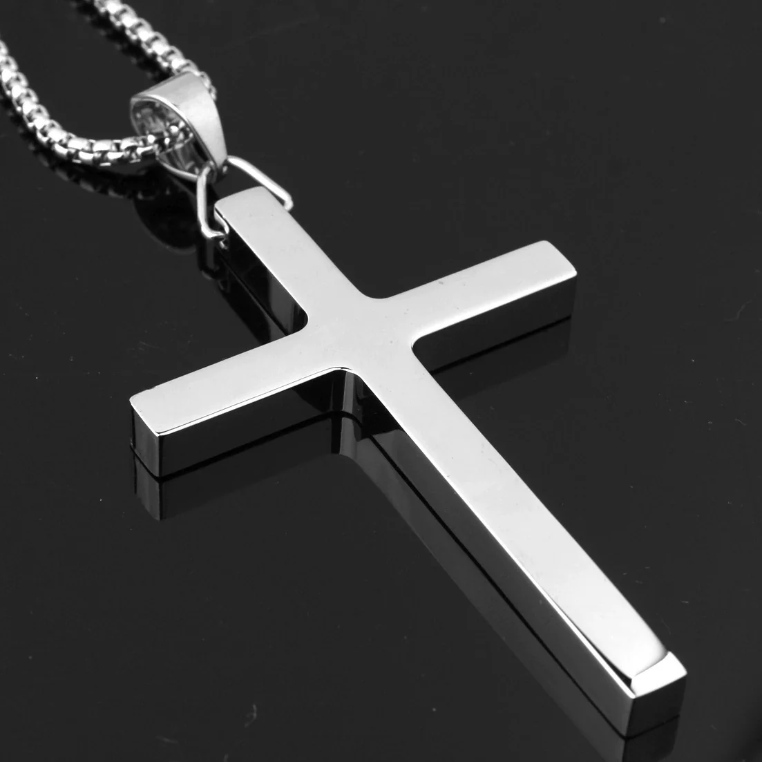 Wholesale Jewelry Stainless Steel Titanium Steel Cross Pendant Necklace For Men With Electroplating - Image 5