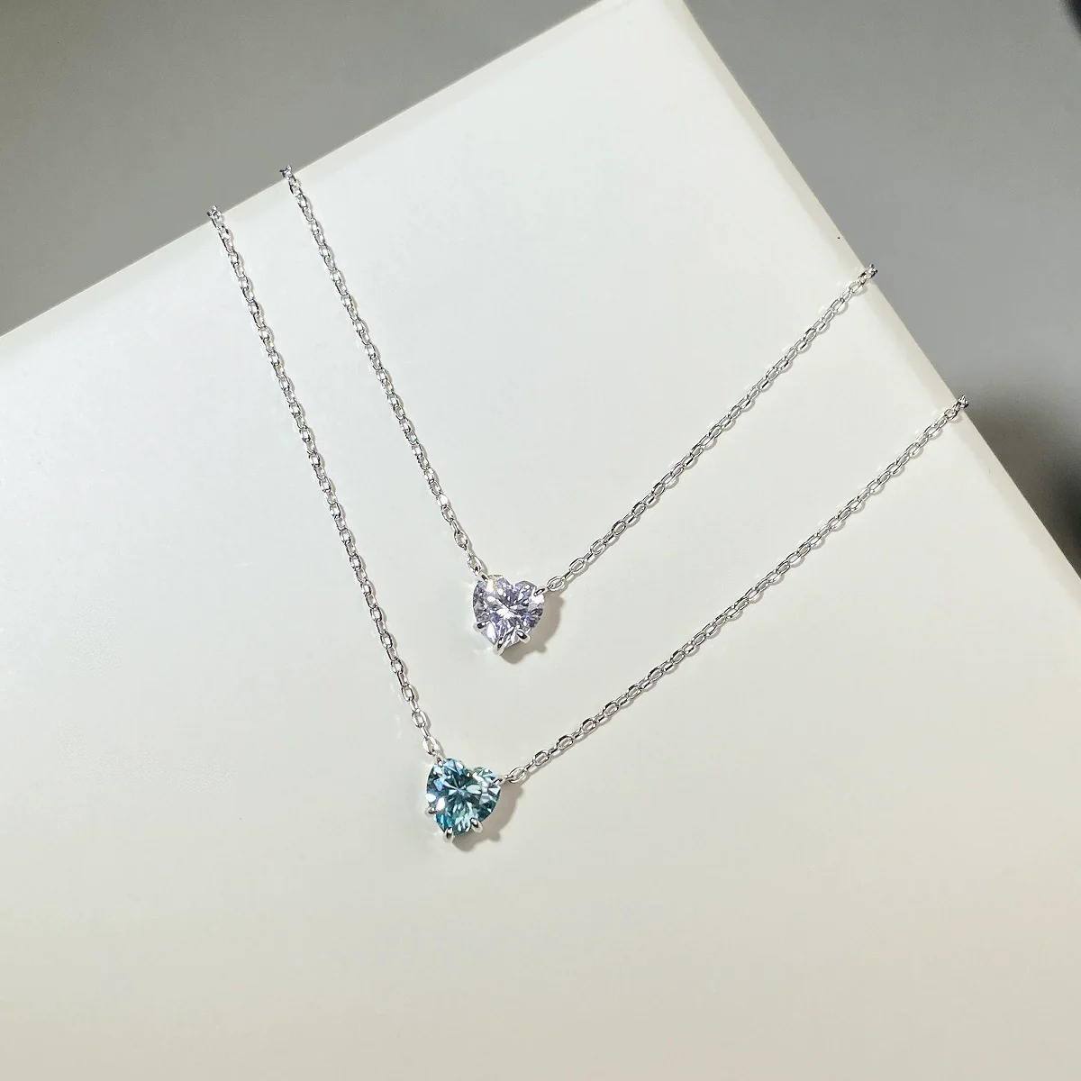 Wholesale Jewelry Sterling Silver Heart Pendant Ochain Necklace For Women Lovely Style Diamond Inlay - Image 2