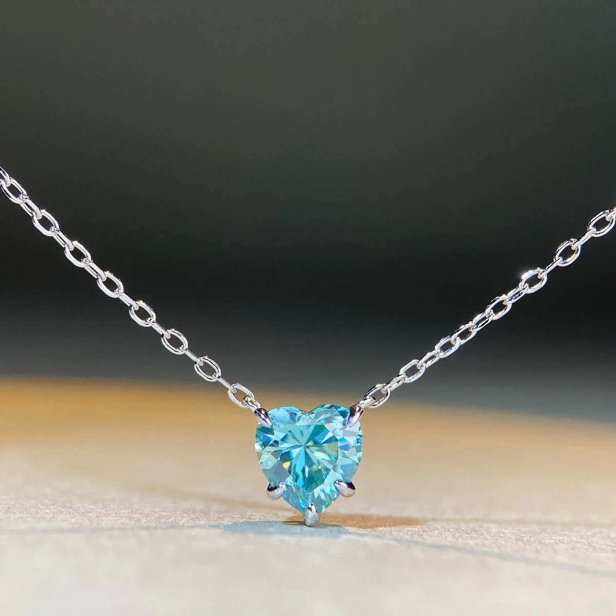 Wholesale Jewelry Sterling Silver Heart Pendant Ochain Necklace For Women Lovely Style Diamond Inlay - Image 3