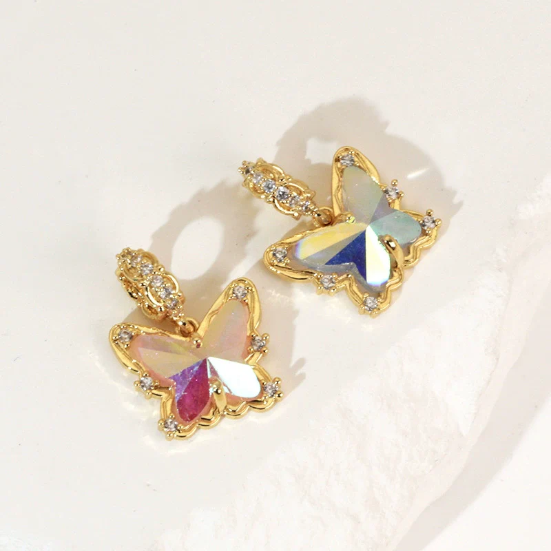 Wholesale Jewelry Sweet Animal Style Copper Electroplated Butterfly Pendant Necklace Earrings Bracelet Accessories - Image 2