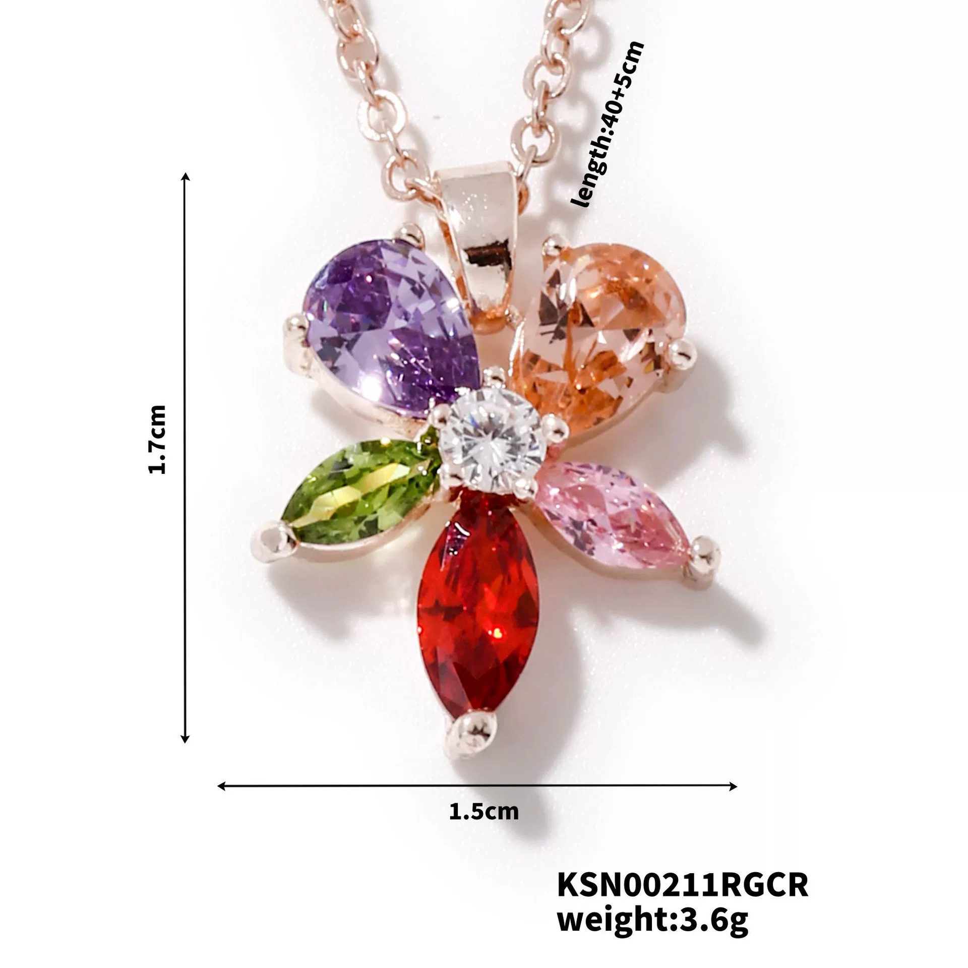 Wholesale Jewelry Sweet Geometric Copper Zircon Electroplated Ochain Pendant Necklace - Image 6