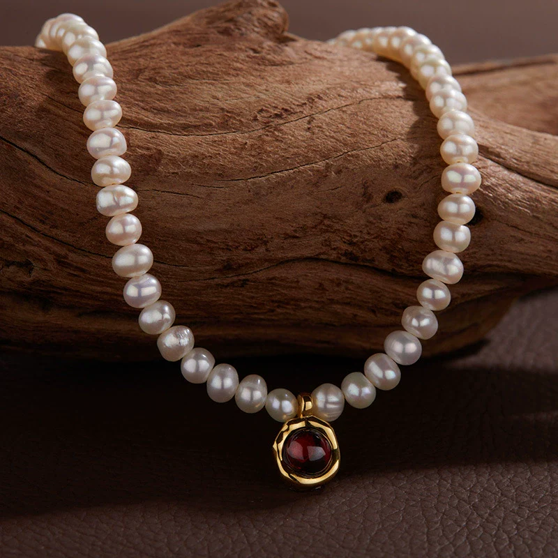 Wholesale Jewelry Sweet Style Geometric Sterling Silver 925 Zircon And Natural Freshwater Pearl Pendant Necklace For Women - Image 6