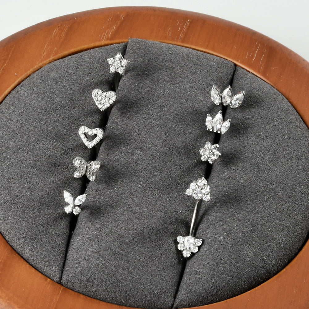 Wholesale Jewelry Titanium Heart Shape Diamond Earrings And Eyebrow Nails - Image 3