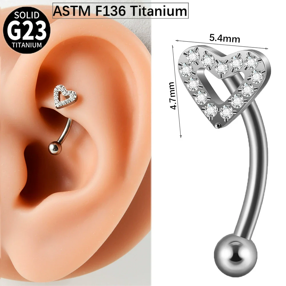 Wholesale Jewelry Titanium Heart Shape Diamond Earrings And Eyebrow Nails - Image 8