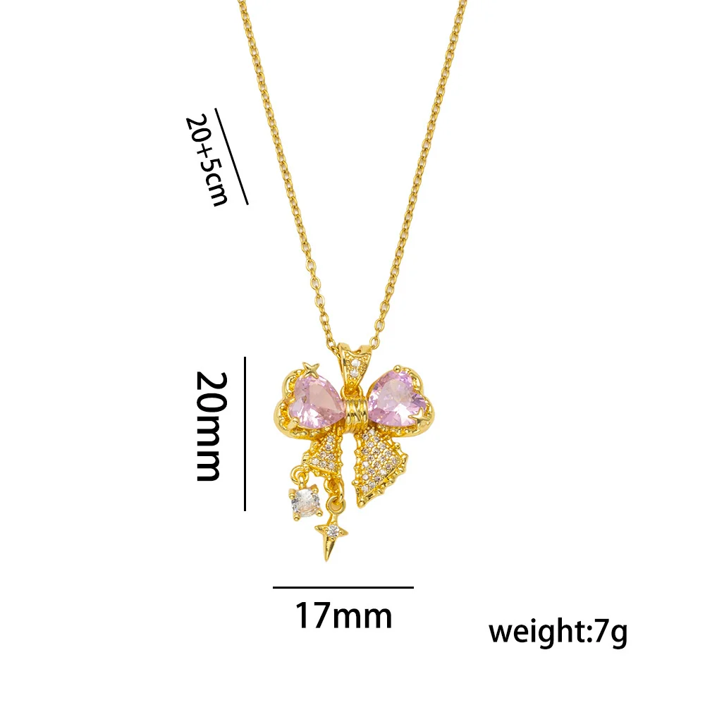 Wholesale Jewelry Titanium Steel Bow Zircon Clavicle Chain Necklace - Image 4