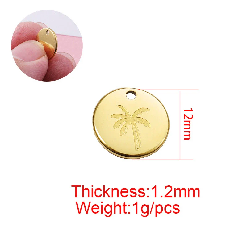 Wholesale Jewelry Titanium Steel Coconut Tree Pendant With Furnace Real Gold Electroplating Corrosion - Image 5