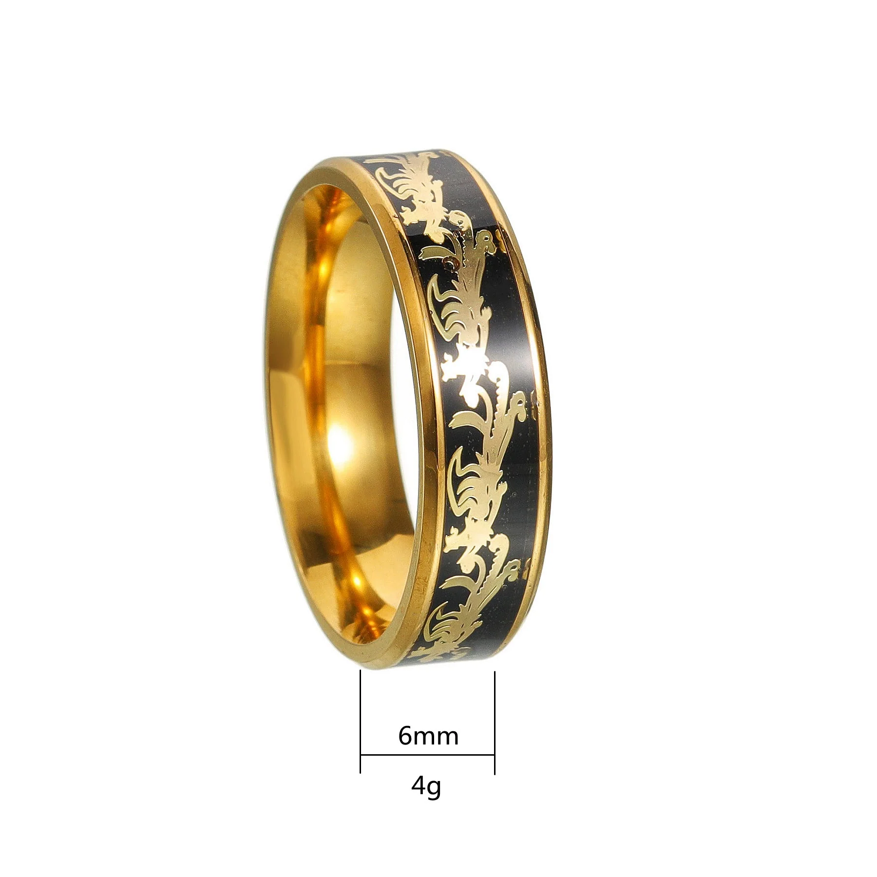 Wholesale Jewelry Titanium Steel Couple Ring With Animal Zodiac Pattern Electroplated - Image 7