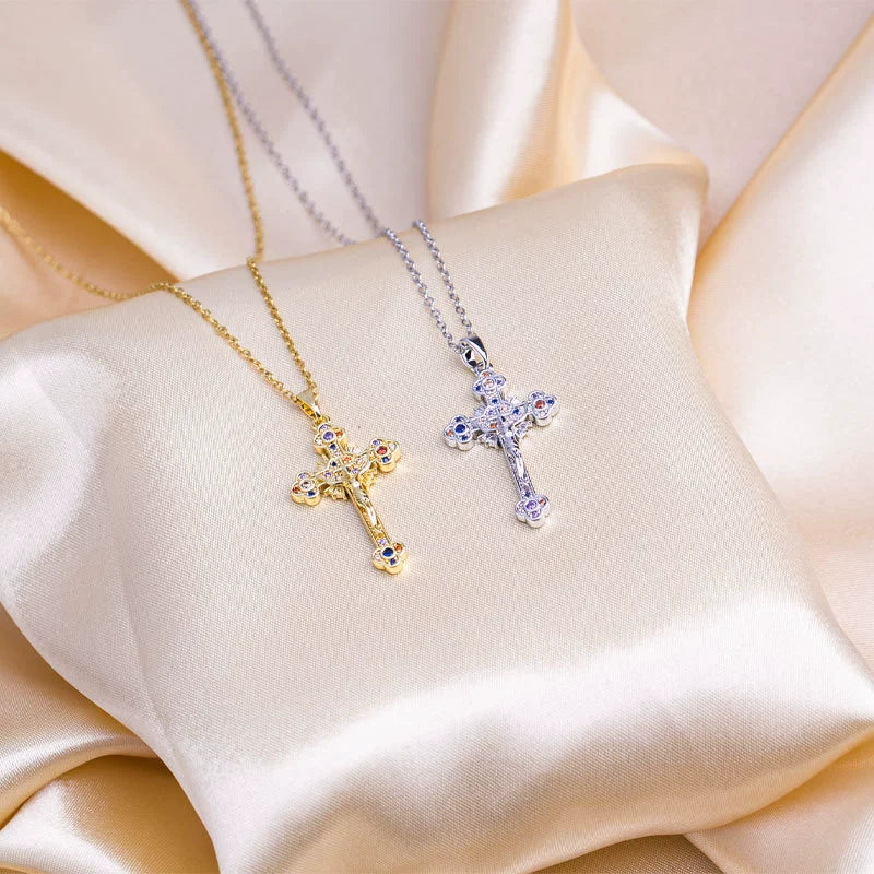 Wholesale Jewelry Titanium Steel Cross With Diamond Pendant Necklace Fashion Allmatch Unisex Electroplating Design - Image 4