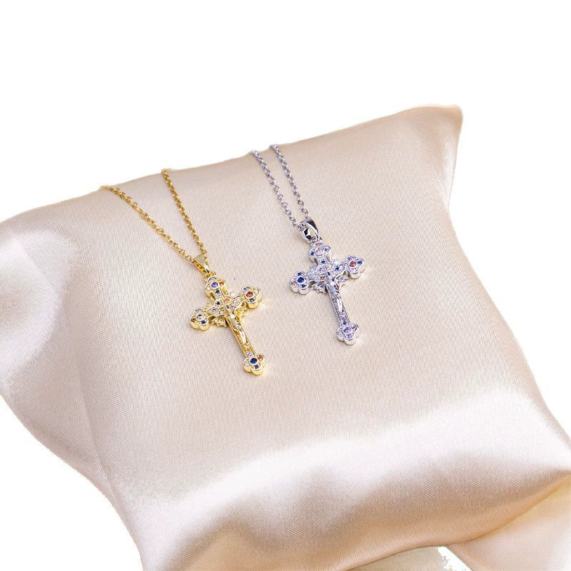 Wholesale Jewelry Titanium Steel Cross With Diamond Pendant Necklace Fashion Allmatch Unisex Electroplating Design - Image 5